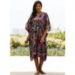 Pretty Paisley Print Silky Short Caftan by EY Signature