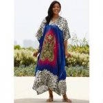 Wild Mix Print Silky Long Caftan by EY Signature