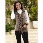 Furry-Trim Sweater Vest by Sioni